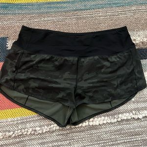 Lululemon Green Camo Speed Up Shorts